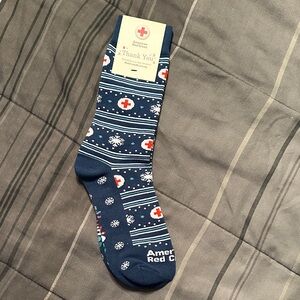 American Red Cross Blue Christmas Patterned Socks